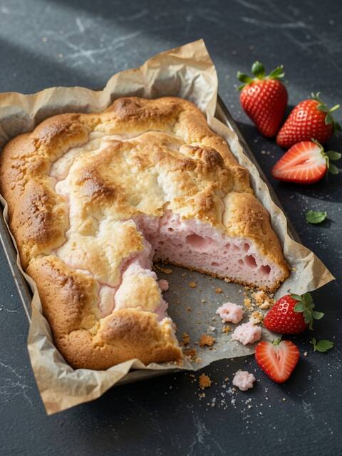 Strawberry protein cloud cake