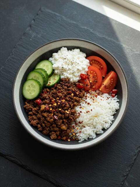 Beef & cottage cheese bowl