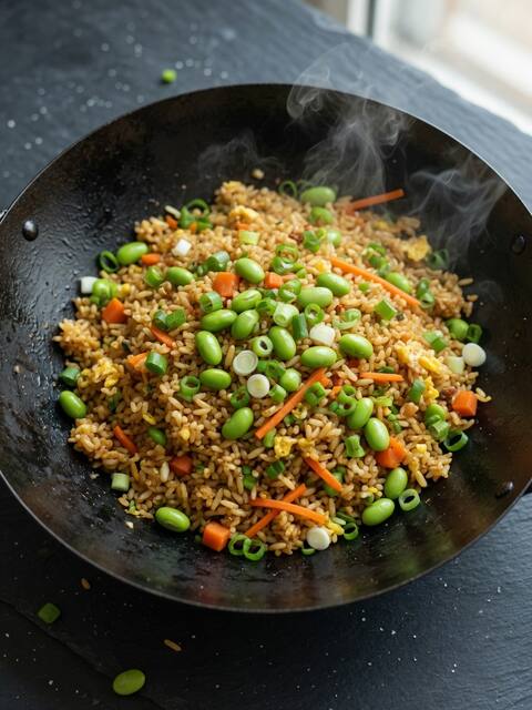 Edamame & egg rice