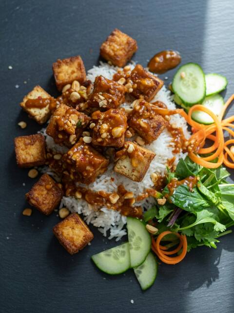 Tofu satay bowl