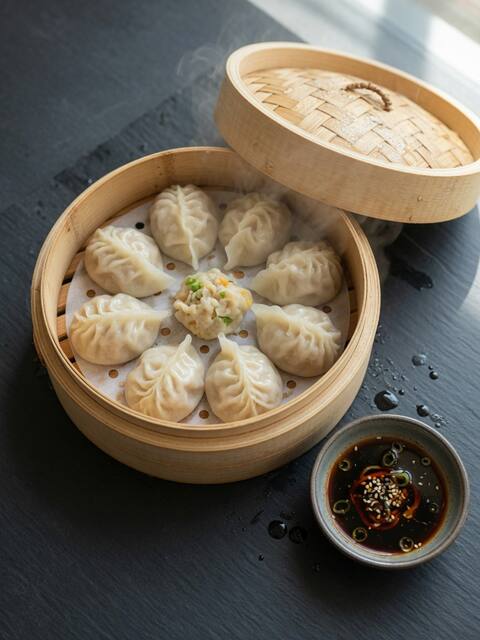 Chicken & veg dumplings (steamed)
